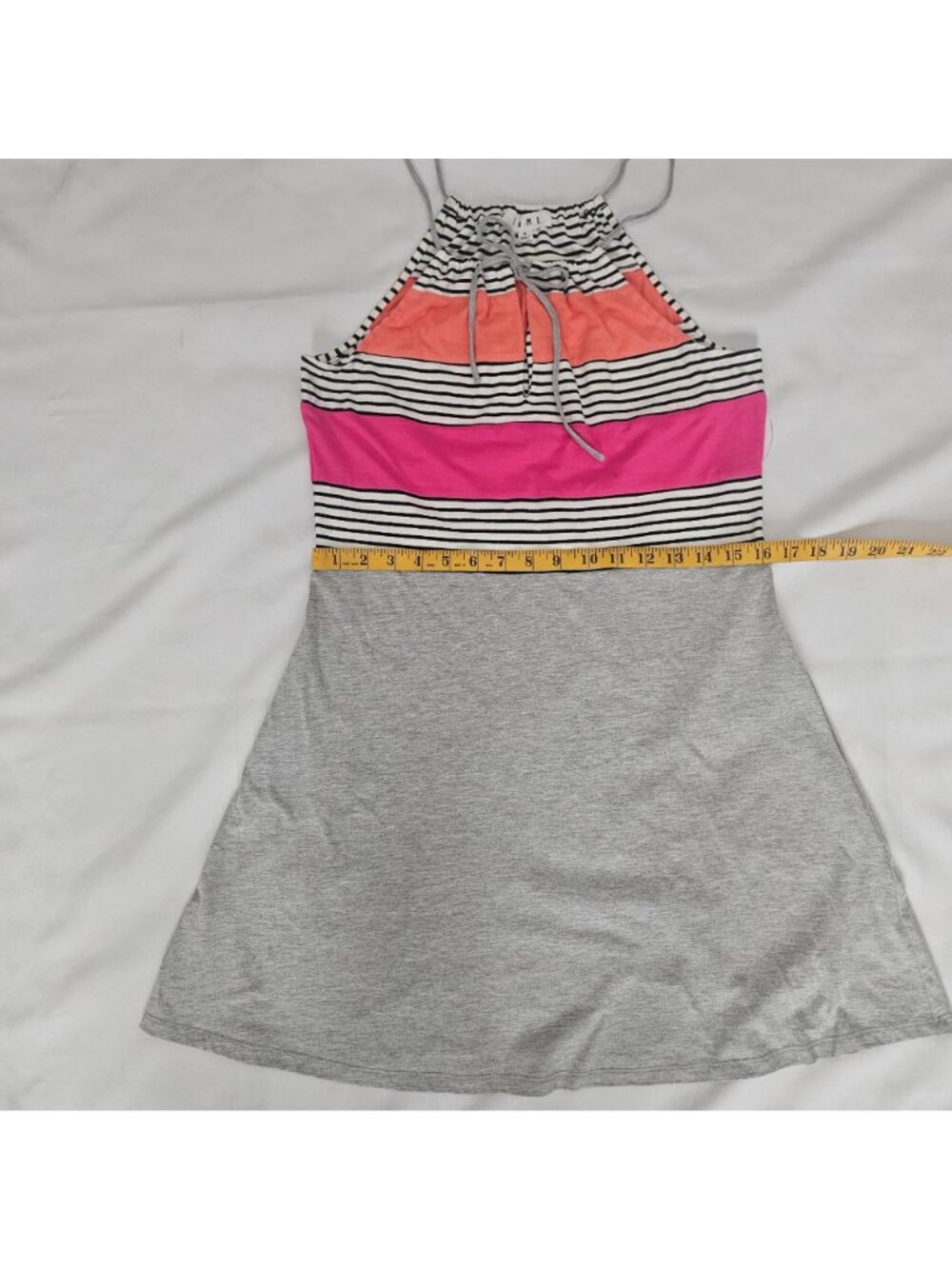 THML Striped Color Block Adjustable Tie Neck Halter Mini Dress Women's Small - Picture 10 of 11